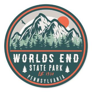 Worlds End State Park Pennsylvania Retro Sunset Classic Round Sticker
