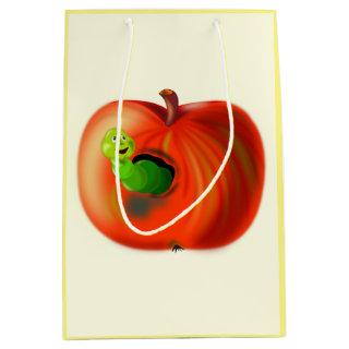 Worm In Apple Gift Bag Fun - Your Color - Text