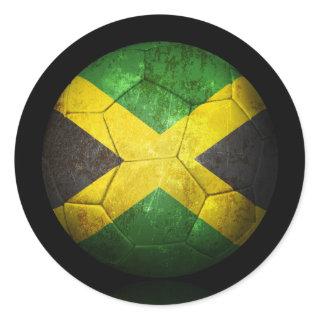 Worn Jamaican Flag Football Soccer Ball Classic Round Sticker