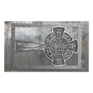 Worn Metal Cross Rectangular Sticker