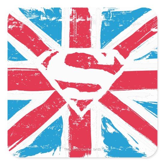 Worn S-Shield Over Flag Square Sticker