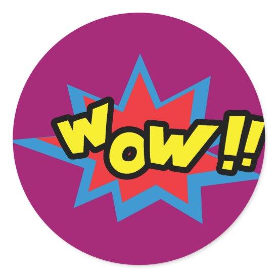 Wow Pop Art Classic Round Sticker