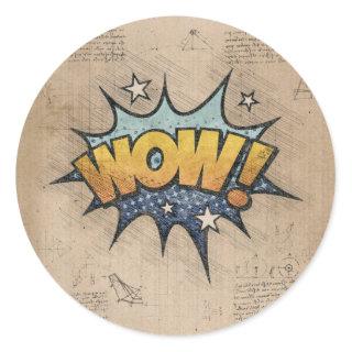 WOW! Vintage Comic Book Steampunk Pop Art Classic Round Sticker