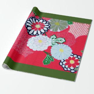 KIMONO FLOWER PATTERN RED AND WHITE