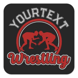 Wrestling ADD NAME Grapple Champion Team Player  Square Sticker