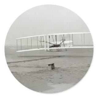 Wright Brothers Flyer First Plane Flight Aviation Classic Round Sticker
