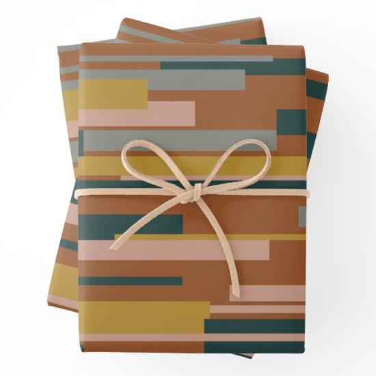 Wright Midcentury Modern Geometric Pattern Rust  Sheets