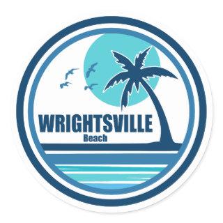 Wrightsville Beach North Carolina Palm Tree Birds Classic Round Sticker