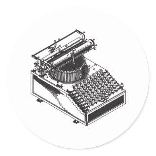 Writer -Type Writing Machine - Typewriter Classic Round Sticker