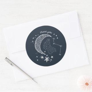 Written in the Stars Couples' Baby Shower Classic Round Sticker