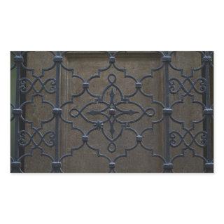 wrought iron grid vintage architectural metal deta rectangular sticker