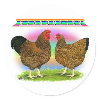 Wyandottes:  Golden-laced Rainbow Classic Round Sticker