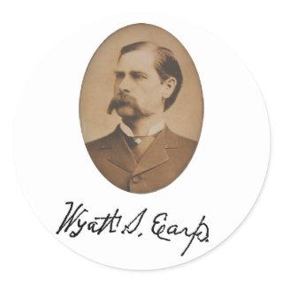 Wyatt Earp Portrait and Signature Classic Round Sticker