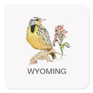 Wyoming bird flower square sticker