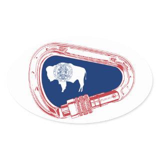 Wyoming Flag Climbing Carabiner Oval Sticker