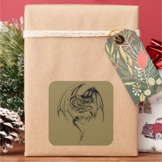 Wyvern Dragon Are Fantasy Mythical Creatures Square Sticker