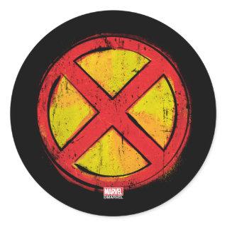 X-Men | Red and Yellow Spraypaint X Icon Classic Round Sticker