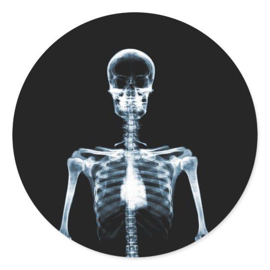 X-Ray Vision Blue Single Skeleton Classic Round Sticker