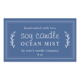 XL Homemade Soy Candle Foliage Classic Blue Custom Rectangular Sticker