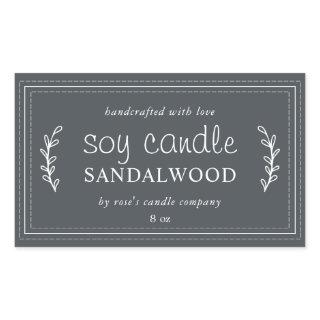 XL Homemade Soy Candle Foliage Off-Black Custom Rectangular Sticker