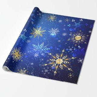 XMAS Blue Background with Golden Snowflakes