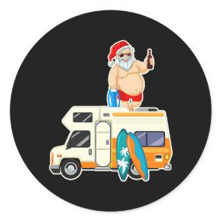Xmas In July Tropical Beach Vacation Party Classic Round Sticker