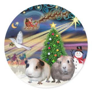 Xmas Magic -T wo Guinea Pigs Classic Round Sticker