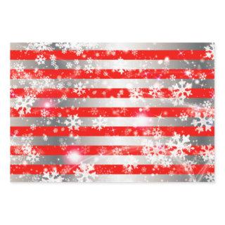 Xmas White Snowflakes On Red and Silver Stripes  Sheets