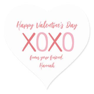 XOXO Heart Kids Classroom Valentine's Day Party He Heart Sticker