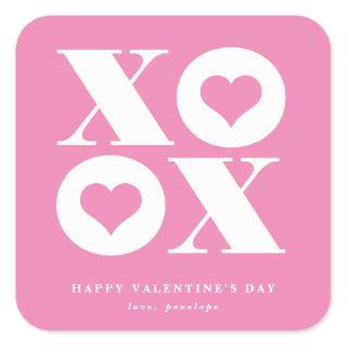 xoxo heart valentine's day square sticker