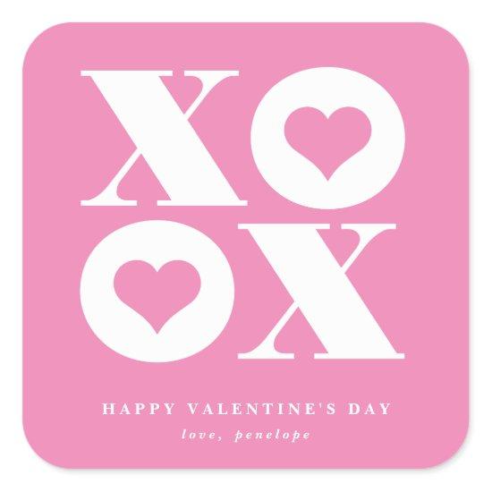 xoxo heart valentine's day square sticker