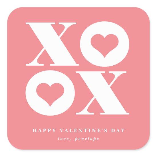 xoxo square valentine's day sticker