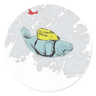 Xtreme Manatee Skydiving Classic Round Sticker