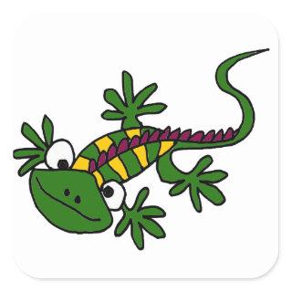XX- Funny Colorful Iguana Cartoon Square Sticker