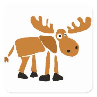 XX- Primitive Art Moose Square Sticker