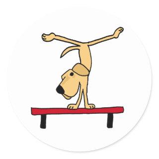XX- Yellow Labrador on Balance Beam Cartoon Classic Round Sticker