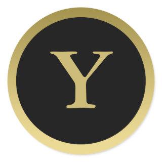 Y :: Monogram Y Elegant Gold and Black Sticker