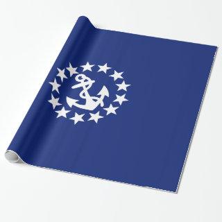 Yacht Flag Anchor Stars Symbol on Blue
