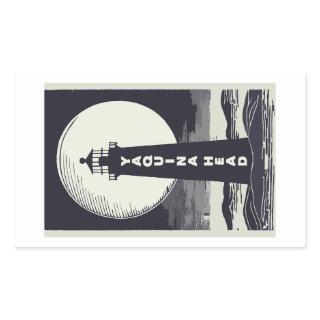 Yaquina Head Lighthouse Oregon Moon Rectangular Sticker