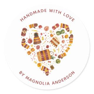 Yarn Heart Crochet Handmade with Love Classic Round Sticker