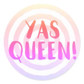 Yas Queen!  Bullseye Pink Circle Stickers