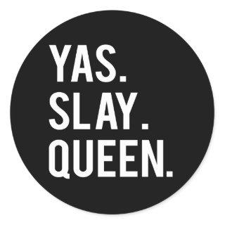 Yas Slay Queen White Print Stickers