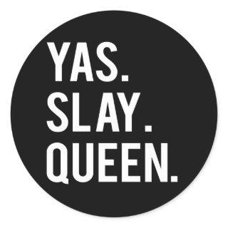 Yas Slay Queen White Print Stickers