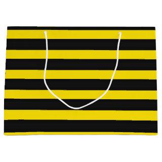 Yellow and Black Bee-Like Stripes Pattern Large Gift Bag