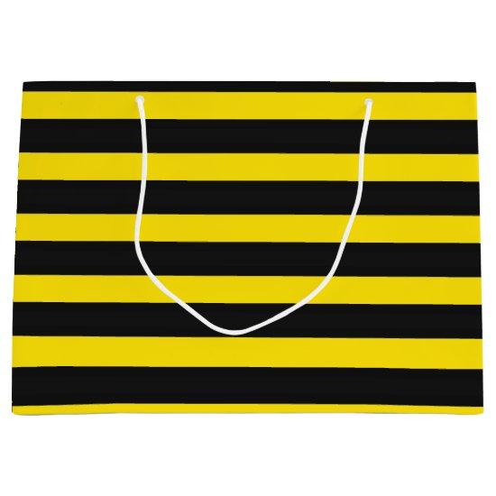 Yellow and Black Bee-Like Stripes Pattern Large Gift Bag