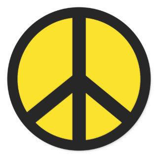 YELLOW AND BLACK PEACE SIGN STICKER