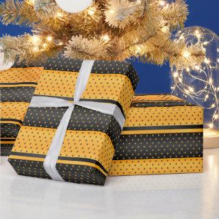 Yellow and Black Polka Dot Stripe Design