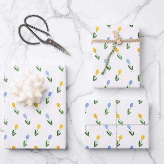 Yellow and Blue Tulip Flower Pattern  Sheets
