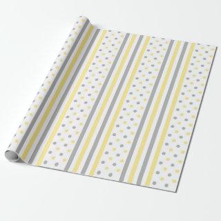 Yellow and gray polka dots striped cute