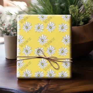 Yellow and White Whimsical Daisy with Custom Text